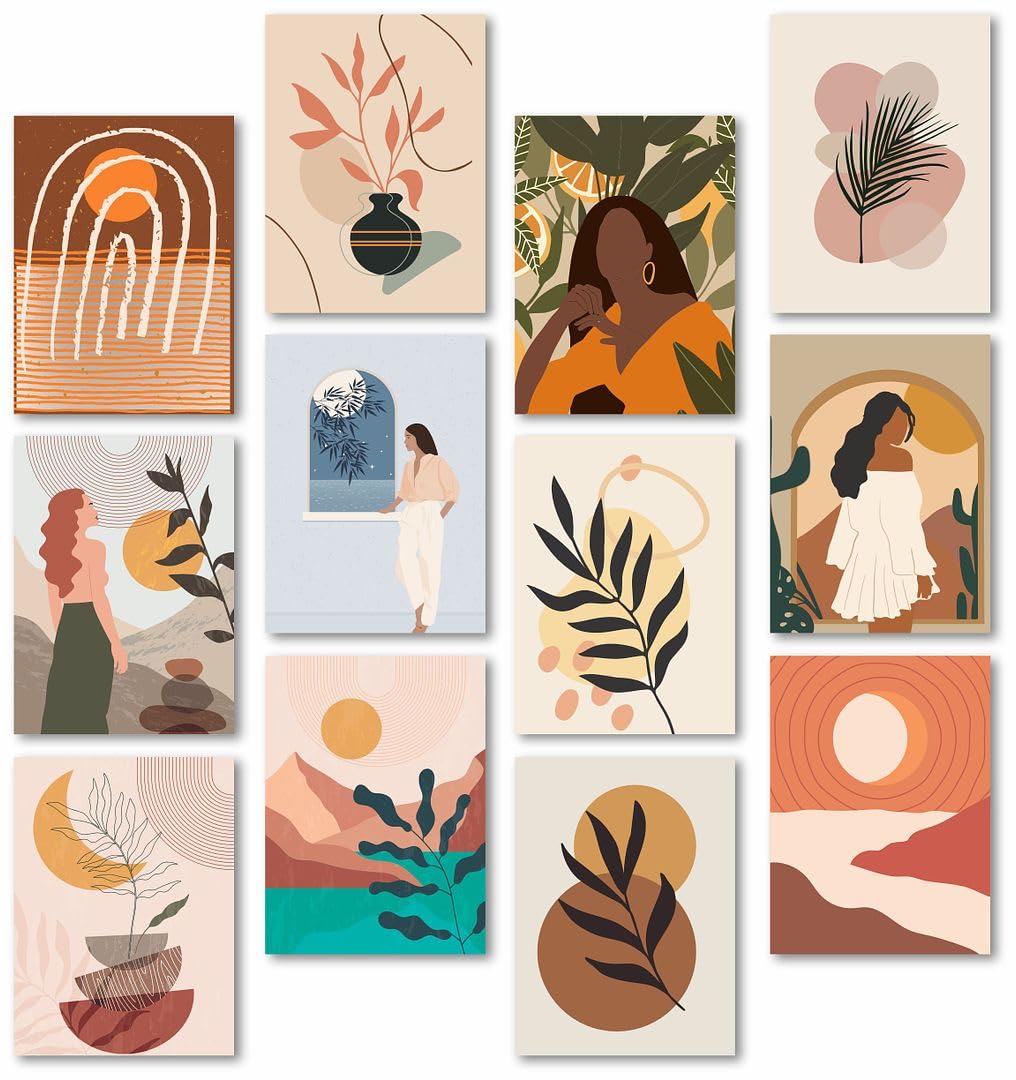 Cvanu A4 12Pcs Beautiful Floral Design Printed On Poster Wall Art Collage Kit With Glue Dot Tape For Wall Decoration (11.5Inchx8